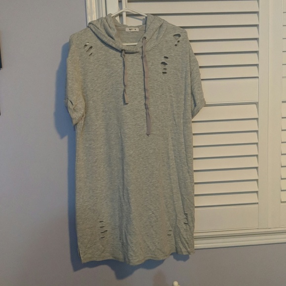 Distressed T-Shirt Dress with hood - Picture 1 of 2